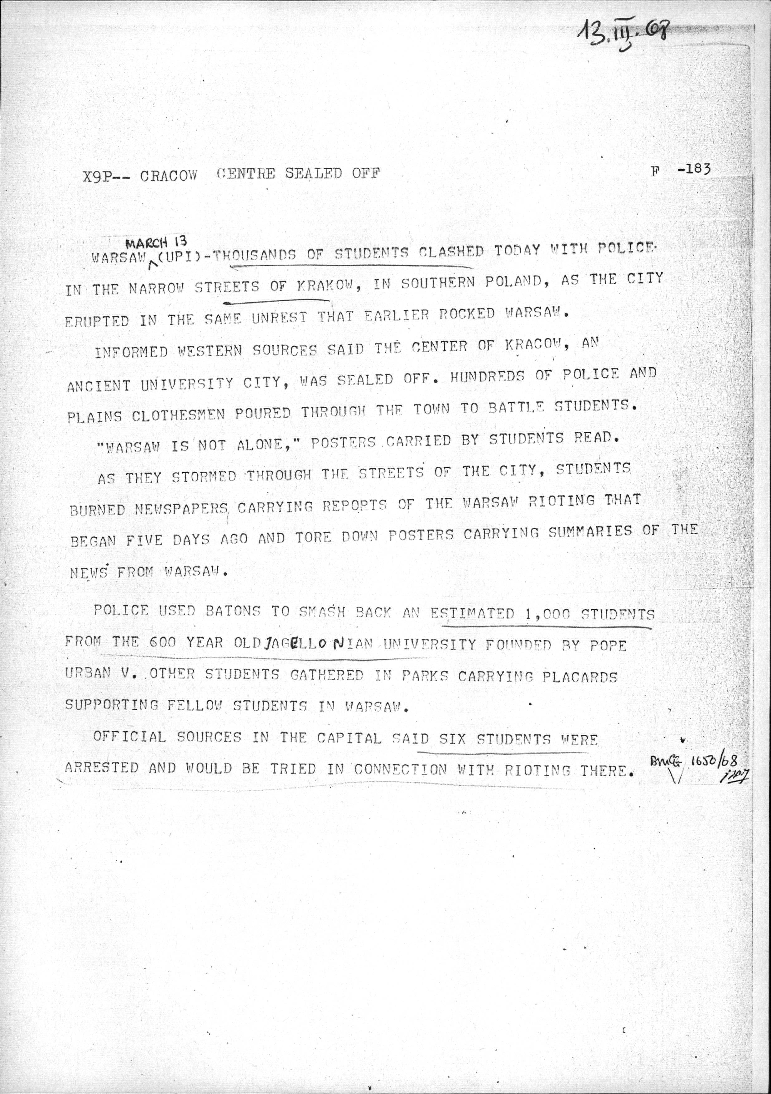 Geographical coverage of the crisis extends to major towns of Poland, including Kraków