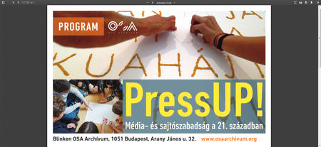 Elindult a PressUP! Média- és sajtószabadság a 21. században program Elindult a PressUP! Média- és sajtószabadság a 21. században program